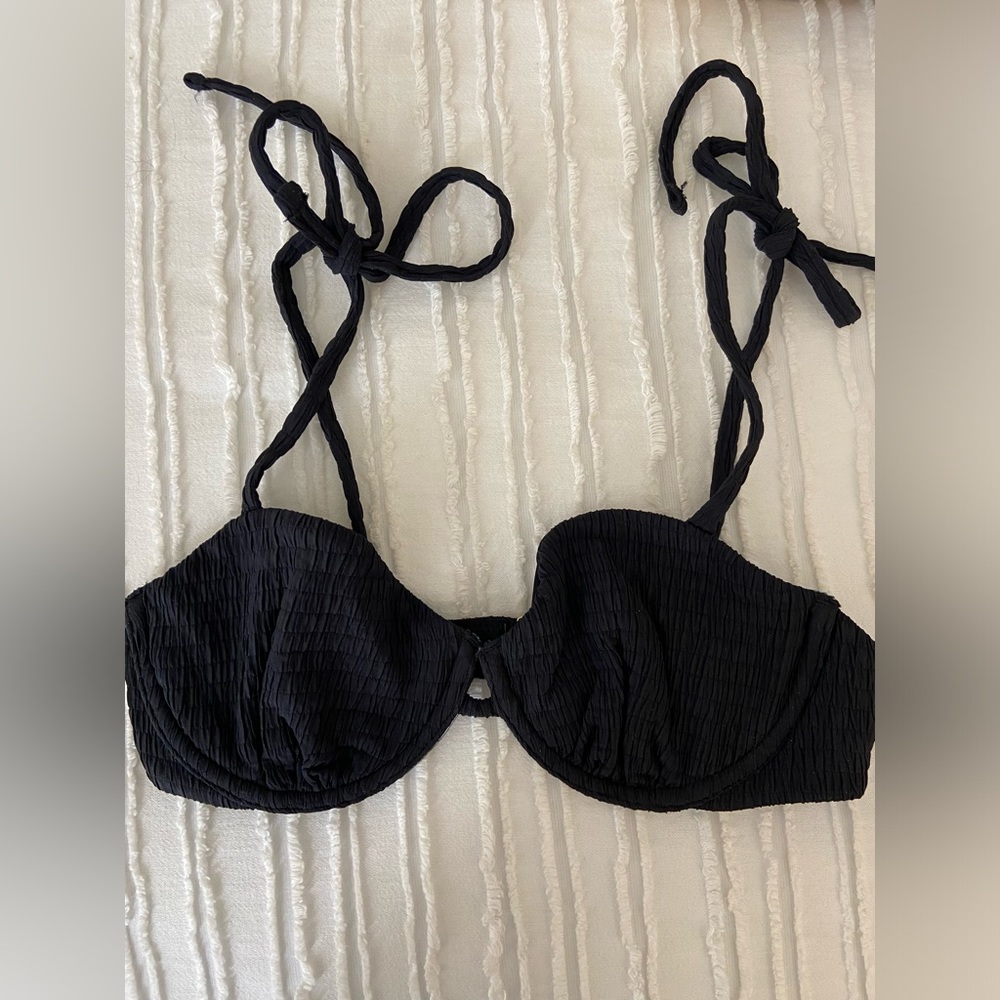 Black Abercrombie Swim Bikini Top Ruched Corset
